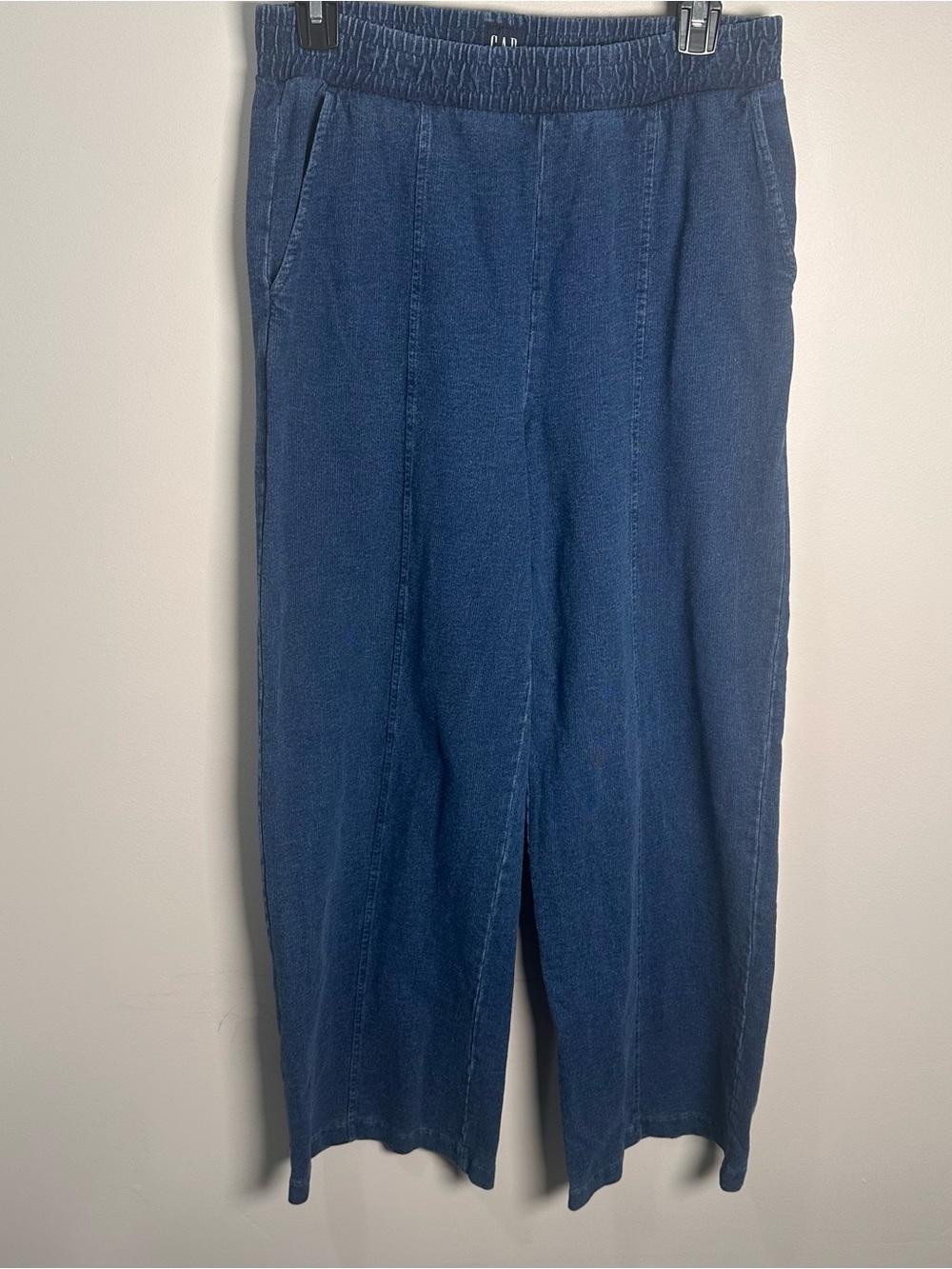 GAP Medium Wash High Rise Wide Leg Pull On Elastic Waist Denim Pants Size M
